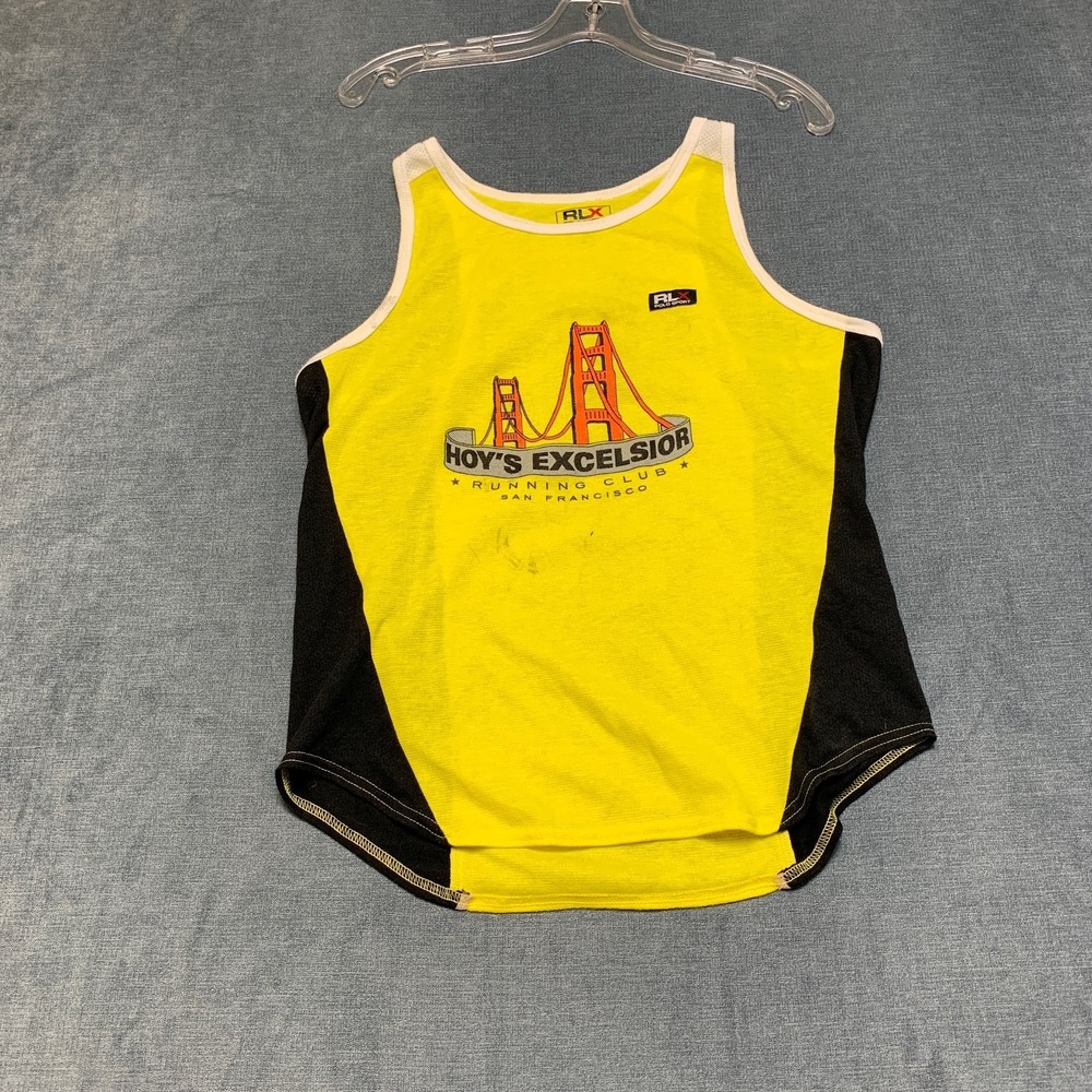 RLX Polo Sport Hoy's Excelsior Running Club Tank Top Mens Medium Yellow Black